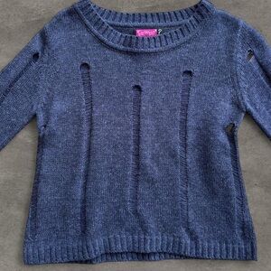 90’s Say What? Distressed Navy Sweater